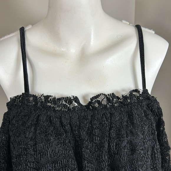 Anthropologie Eri Ali Ramona Lace Off the Shoulder Top Black Long Sleeve M NEW - Picture 4 of 14